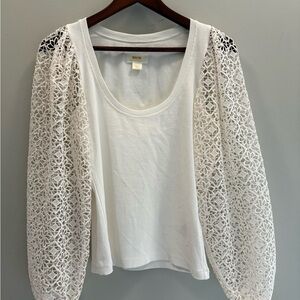 Maeve White Lace Sleeve Blouse